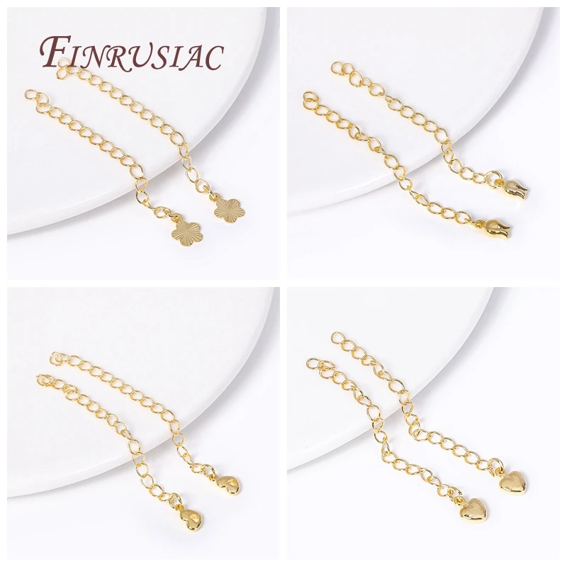 18K Gold Plated Brass Metal Extension Chains Bracelet Necklace Extend Tail Chains Connectors DIY Jewelry Making Findings