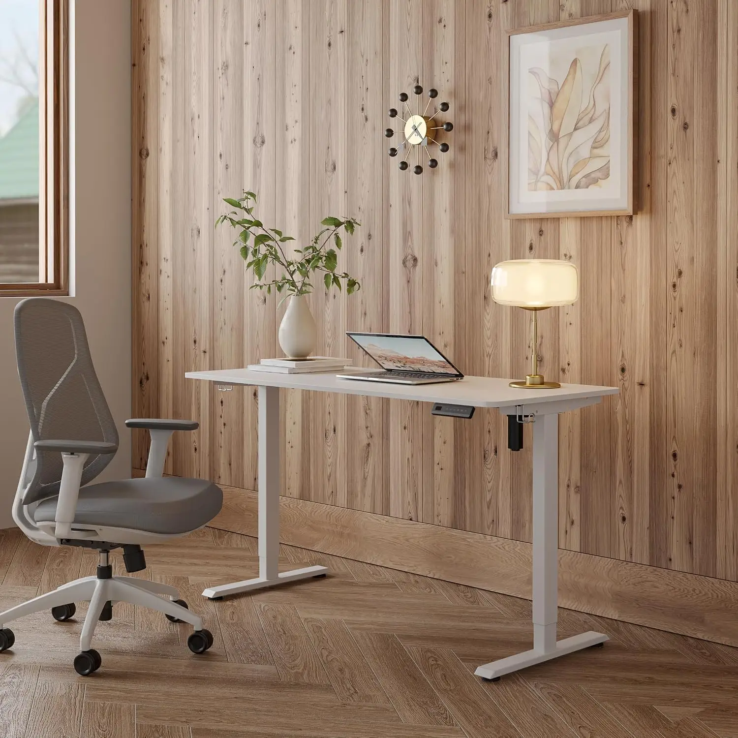 One-Piece Electric Standing Desk Adjustable Height Home Office 48x24 Inch 4 Memory Presets, Customized
