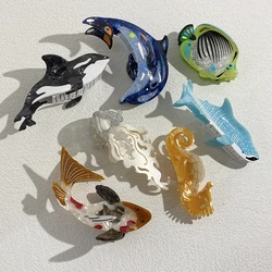 Acetate Cartoon Marine Hippocampus Jellyfish Dolphin Whale Shark Hair Clip For Women Creative Hairpin Hair Claw Accessories Tool