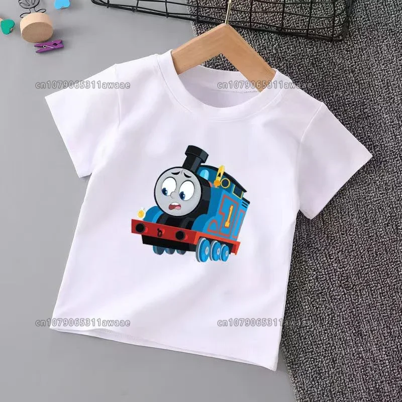 100% Cotton Child\'s Clothing Cartoon Train Print Children T-shirt Boys Girls High Quality T Shirt Kids Tee Summer Casual Tops