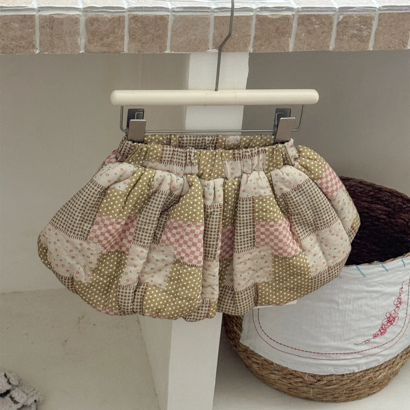 Girls Skirt 2026 Autumn and Winter New Children's Clothing Korean Style Girl Baby Splicing Floral Garden Bud Short Skirt