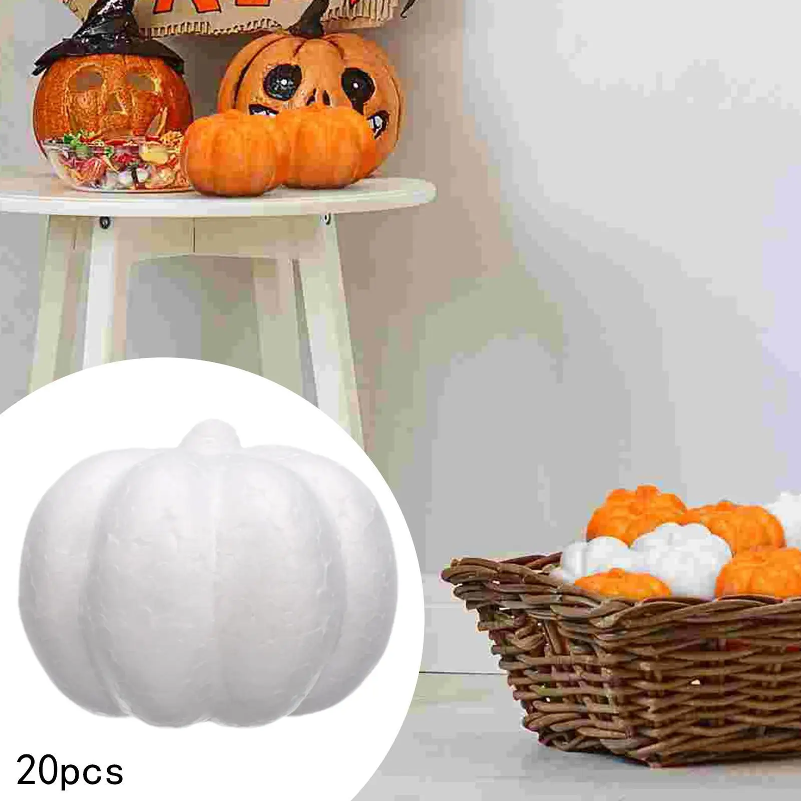 

20 Pieces White Foam Pumpkins Props Crafts for Halloween Holiday Christmas