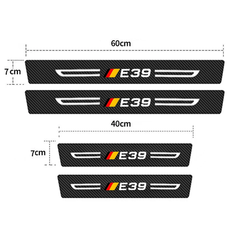 for BMW 5 Series E39 Logo Carbon Fiber Car Door Threshold Sill Scuff Plate Stickers Decals Film Auto Door Entry Pedal Guards