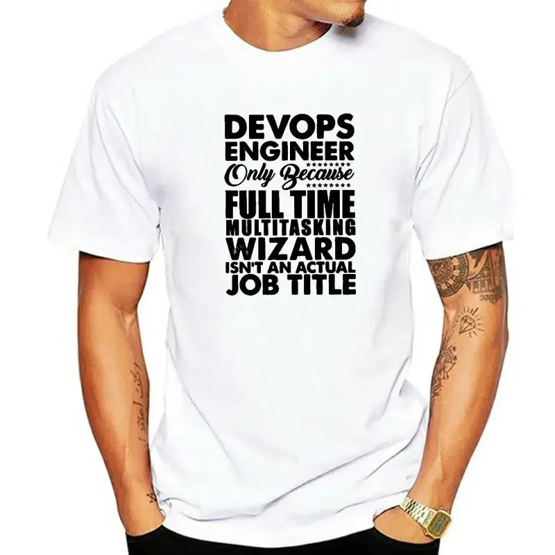 مضحك Devops مهندس ليس وظيفة فعلية عنوان المبرمج تي شيرت، تي شيرت جرافيك قصير الأكمام، هدايا عيد الميلاد، الصيف