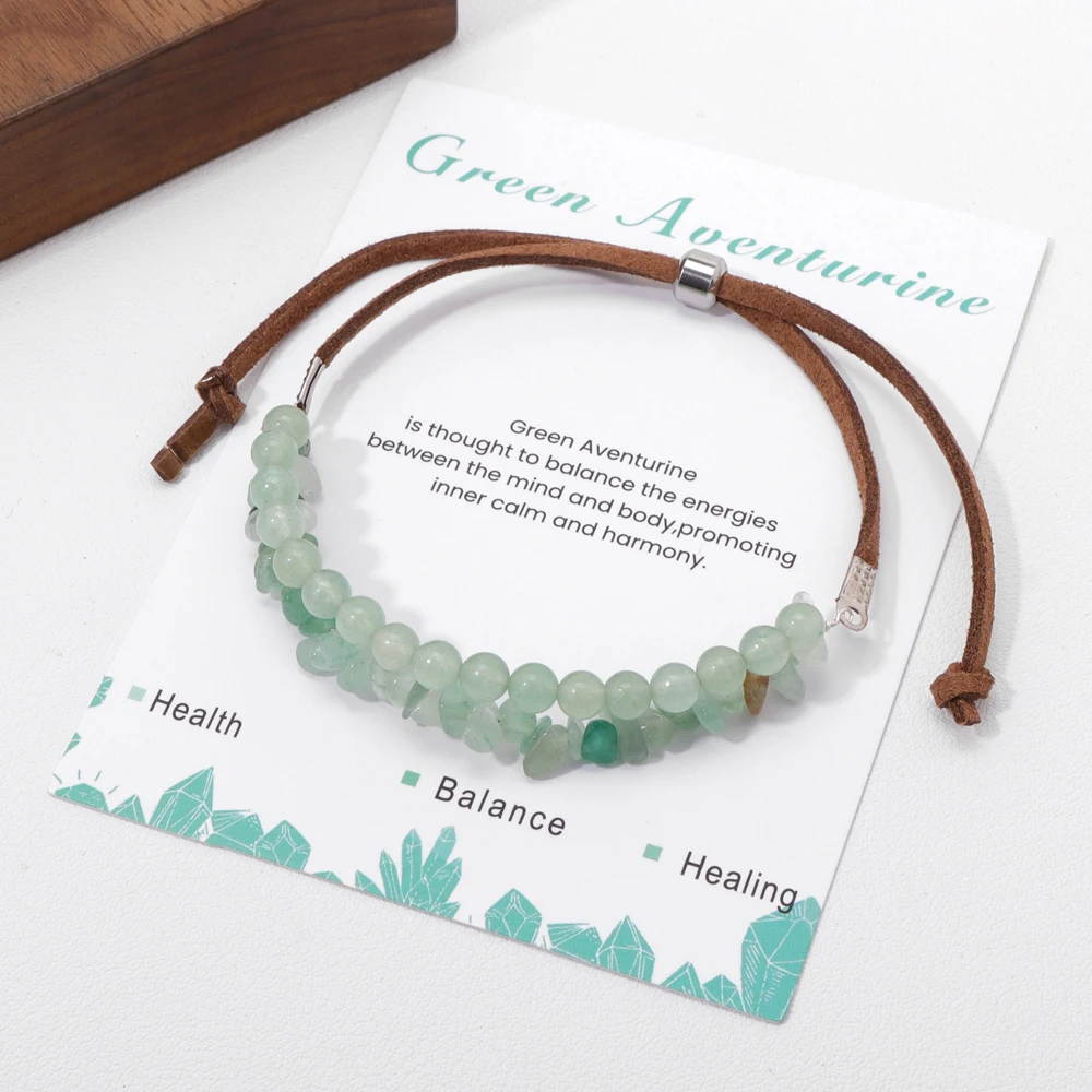Blue Lapis Lazuli Bracelet For Men Women Natural Stone Chips Beaded Bracelet With Wish Card Jewelry Adjustable Bangles Gift
