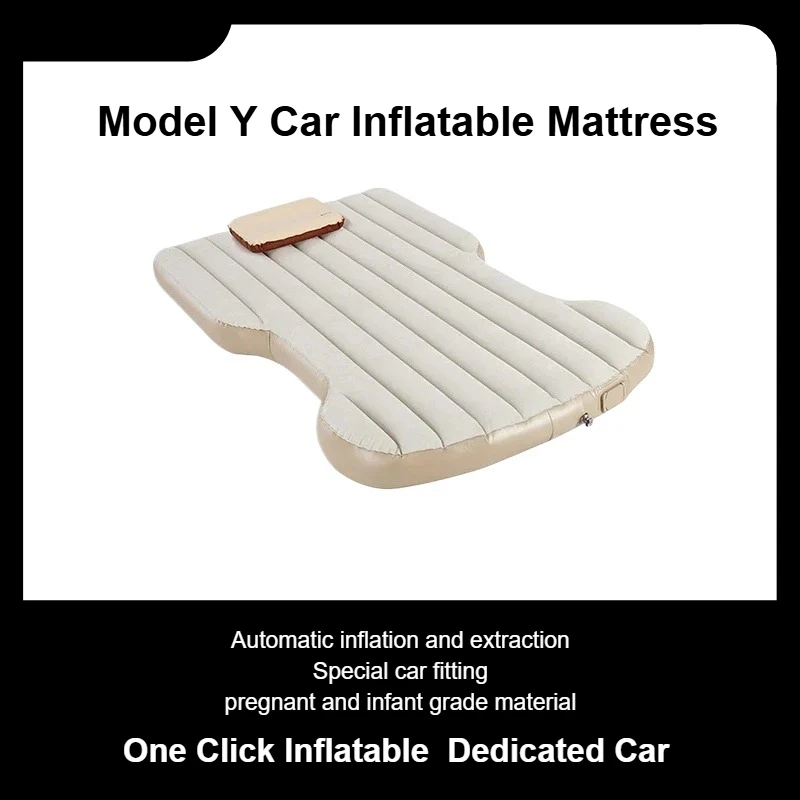 Auto Aufblasbare Matratze Für Tesla Modell Y Road Trip Isomatte Tragbare Flanell Luftpumpe Bett Outdoor Camping Rücksitz Kissen