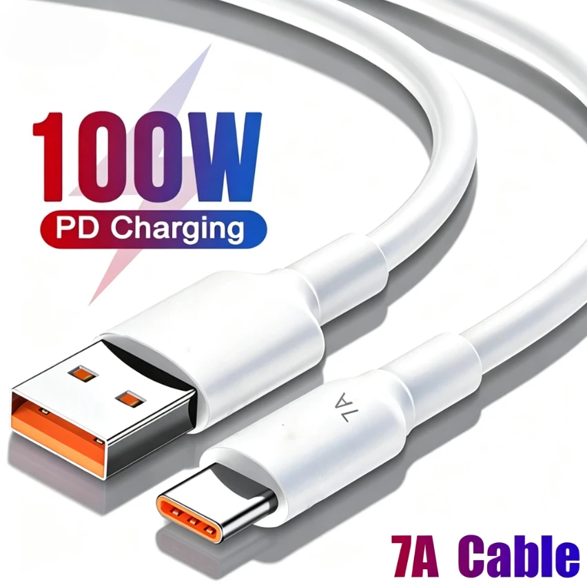 USB To Type C Super Fast Charging Data Cable 7A 100W Mobile Phone Charge Wire For Andriod Xiaomi Huawei Samsung Oppo USB-C Cord