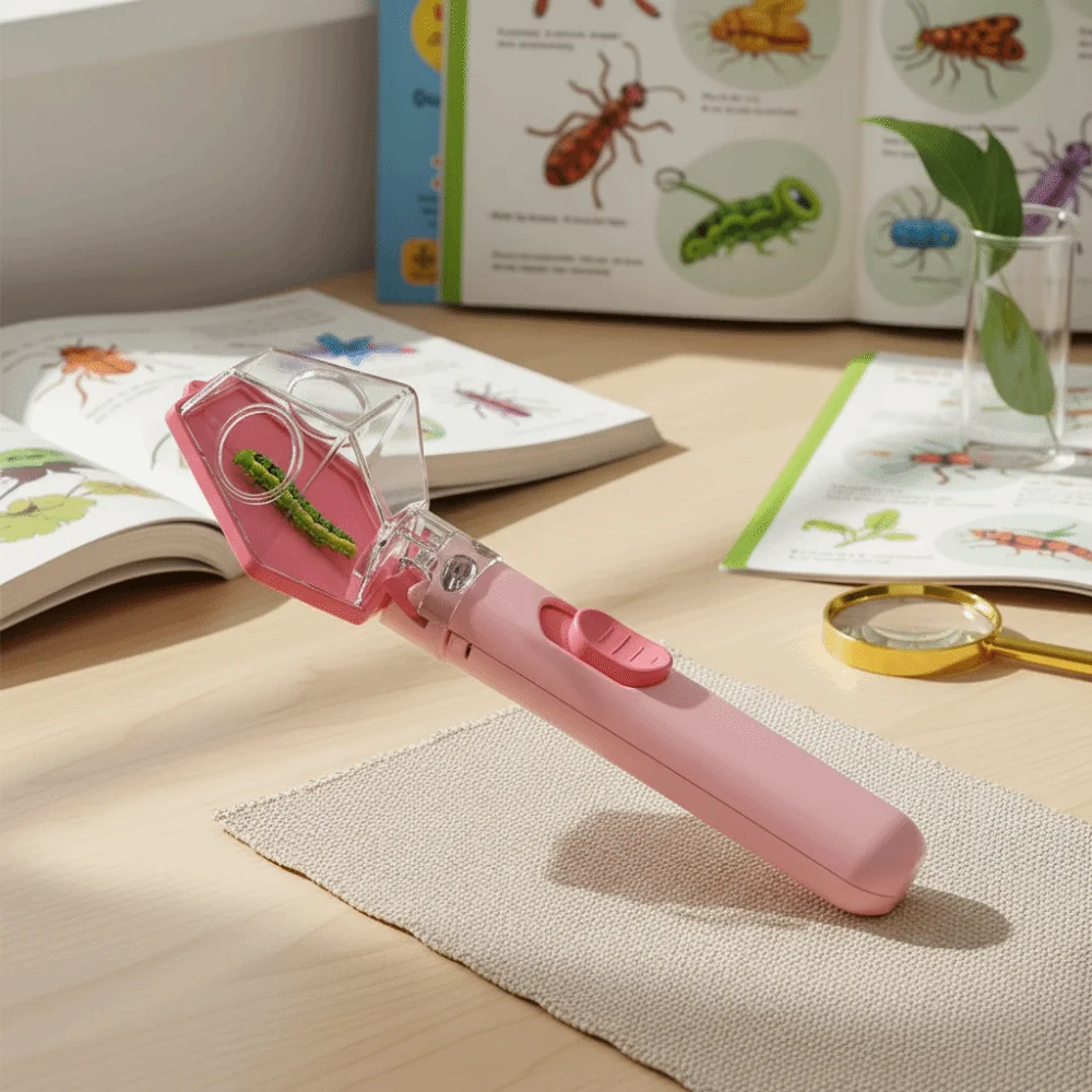 Multifunctional Portable Insect Catcher Push Type Transparent Observer Box Bug Catcher with Magnifying Glass