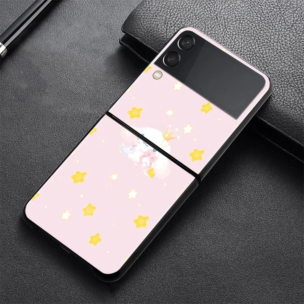 Pink Blue Checkered Pattern Cinnamoroll Phone Case For Samsung Galaxy Z Flip 4 Z Flip3 5G Cover for Galaxy Z Flip Hard PC Shell