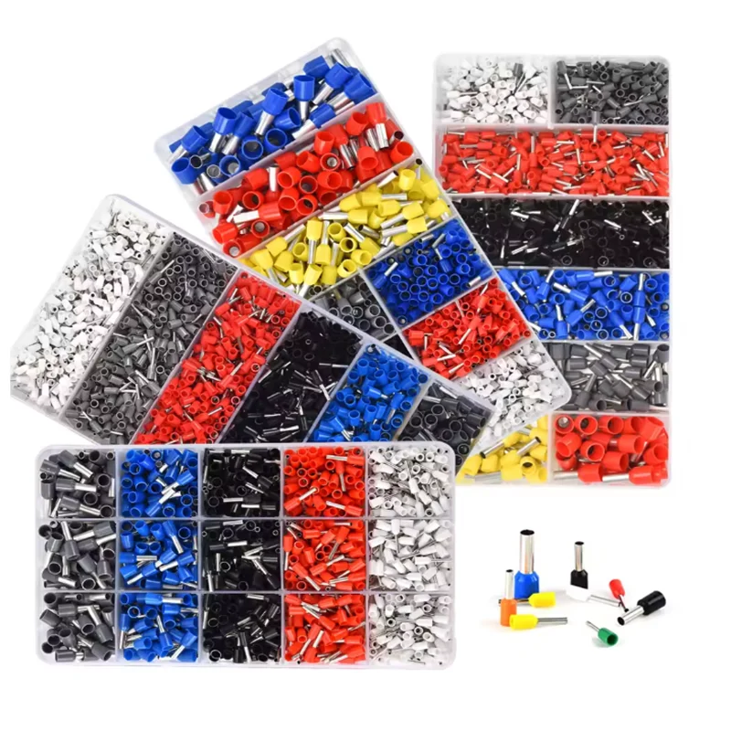 400 Pcs Durable Wire Connect Insulated Connector Crimp Terminator Cold Pressed Insulated Termina E0508 7508 1008 1510 2512 4012
