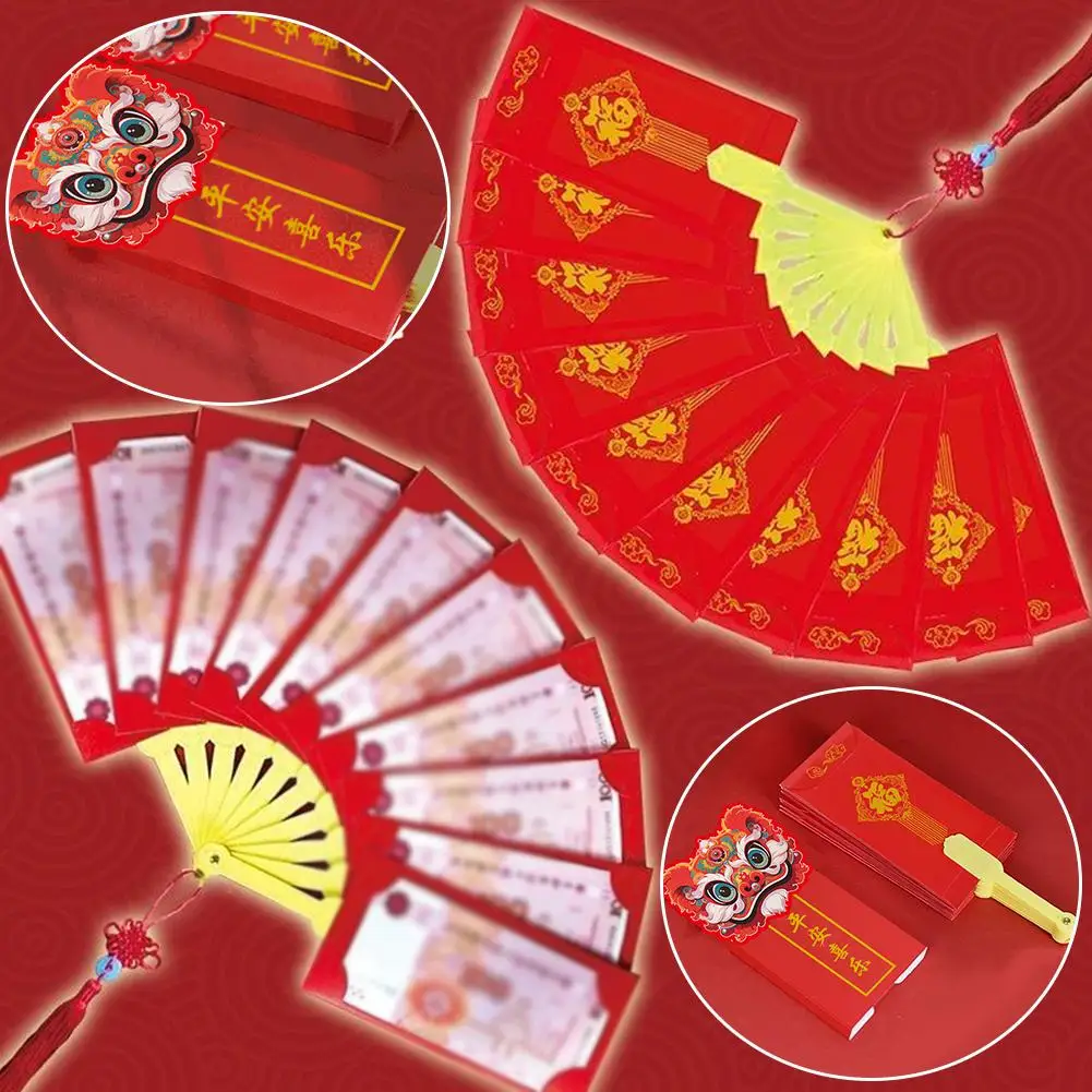 2025 Fan-shaped Red Envelopes Est Wish Lucky Money Pockets Gifts New Year's Folding Fan Red Envelope