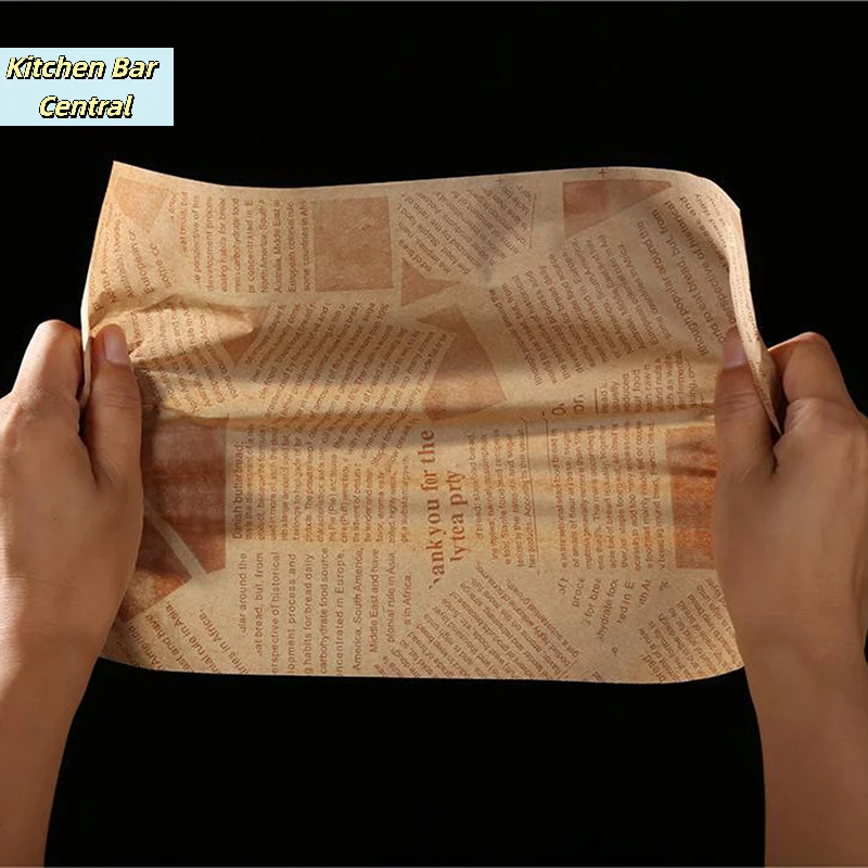 【50/100pcs Oil-Proof Paper Wrapping Sandwich Packaging Burger Bread Fried Food Fryer Air Baking Plate Paper Accessories】