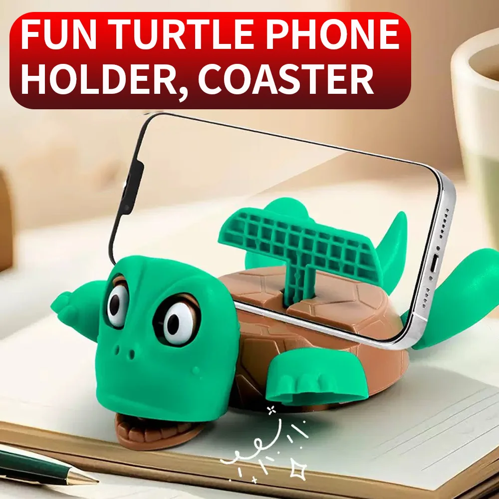 2 pieces/1 piece of fun and funny turtle coasters, phone holders, funny and stress relieving, can be used as desktop coasters, o