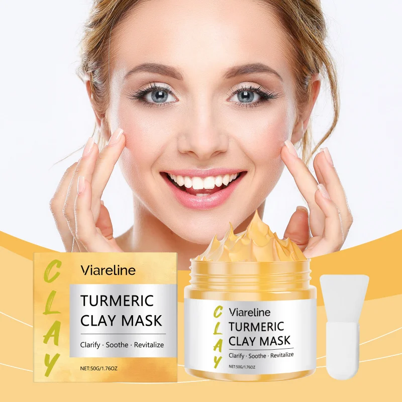 

Turmeric Brightening Clay Mask Cleansing Pores Hydrating Firming Moisturizing Skin Apply-On Facial Mask Skincare Treatment