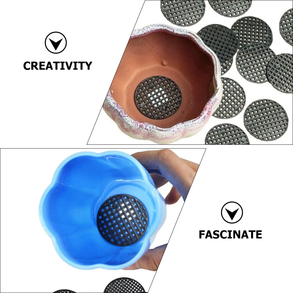 

100Pcs Planter Hole Mesh Pads Durable Plastic Flowerpot Bottom Nets for Garden Home Office Bonsai Drainage Gaskets Breathable
