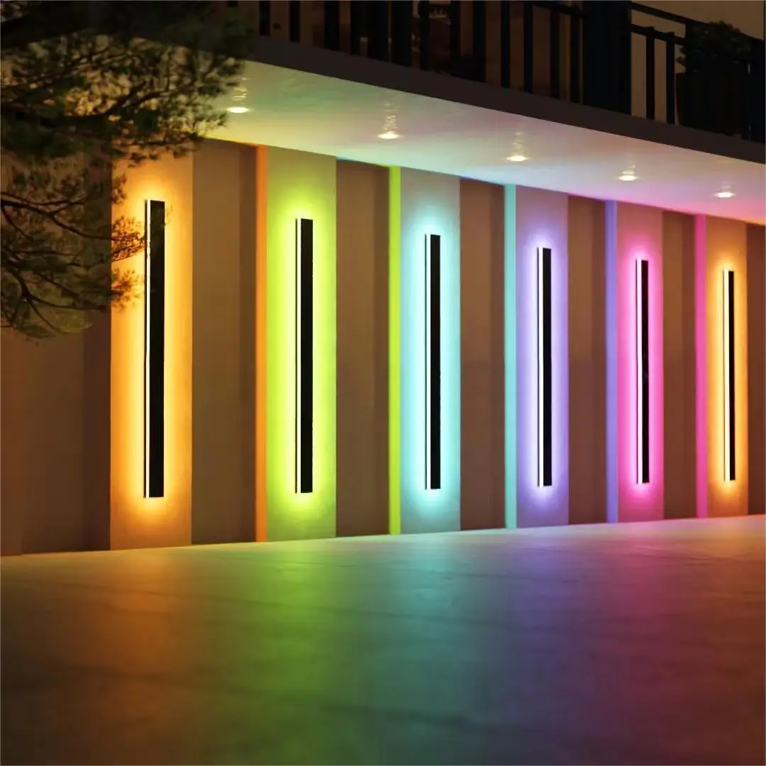 Nova lâmpada de parede rgb ao ar livre decoração de natal decoração interior ip65 7 cores atmosfera lâmpada jardim rgb varanda-f-luzes