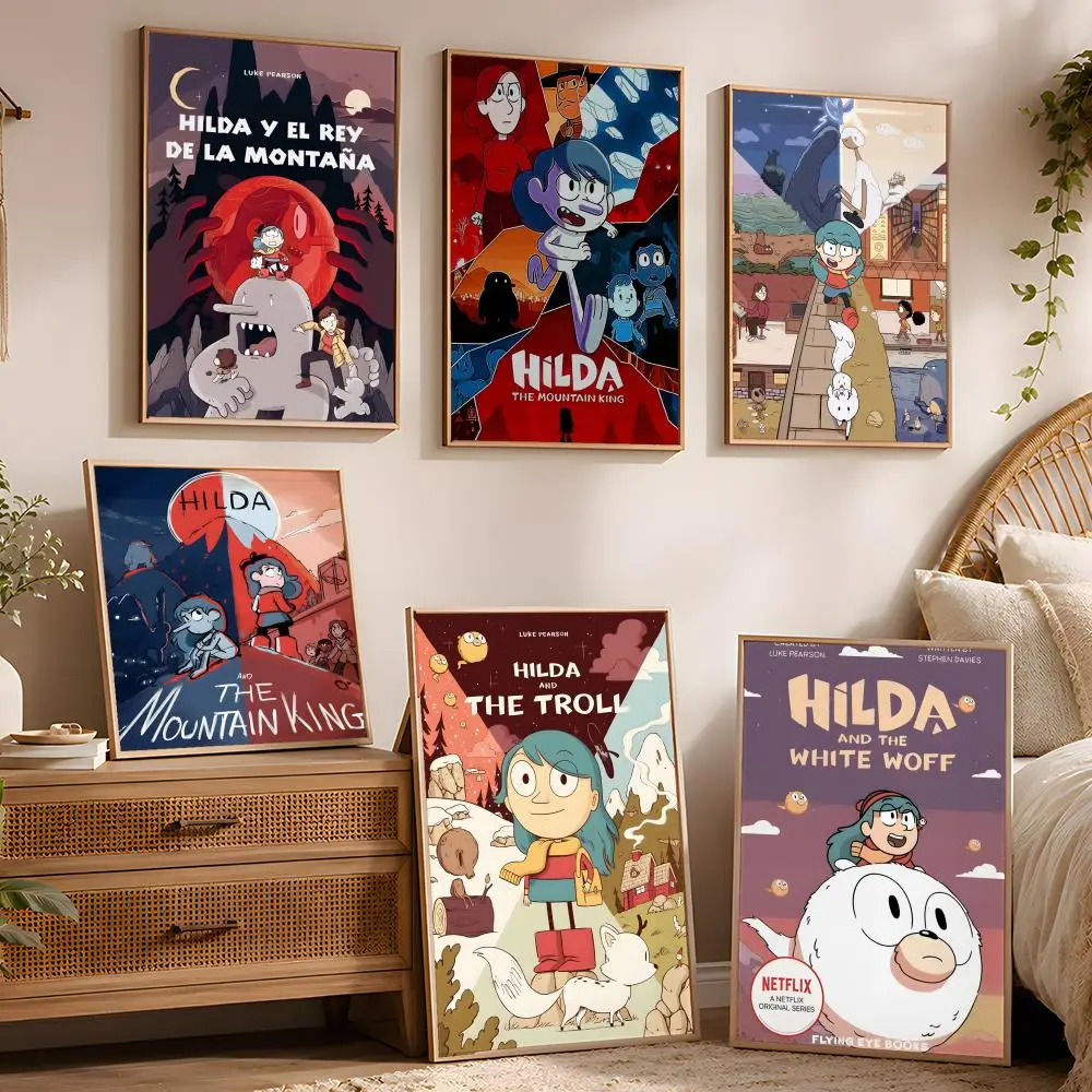 H-Hilda Cartoon Girl Anime Poster Waterproof Peel And Stick HD Modern Wall Decor For Bedroom Living Room Dorm Office Kitchen