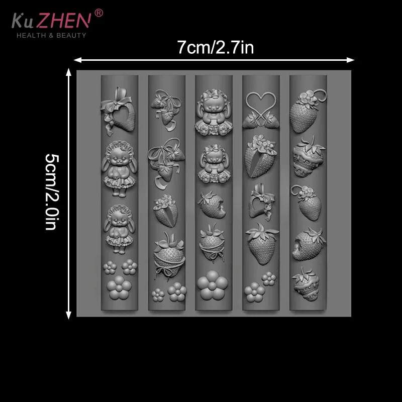 Lapin fraise océan poulpe 3D Silicone moule bricolage Nail Art décor dessin animé lapin fleur Transparent moule manucure conception outil