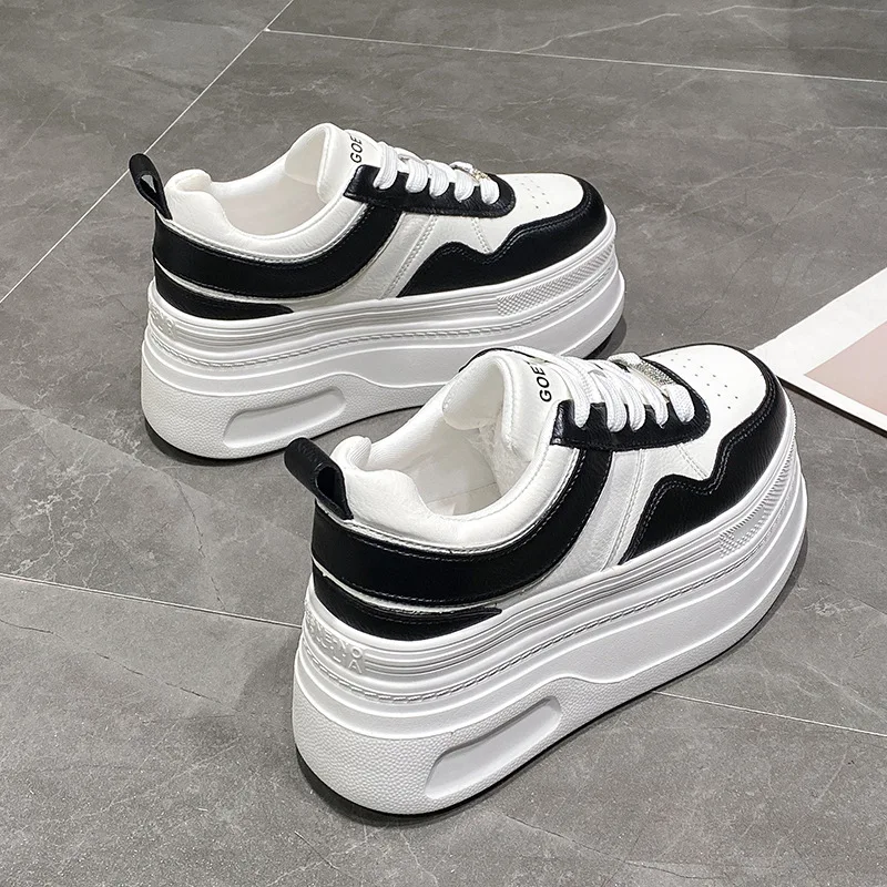 

2026 Spring and Autumn New White Shoes Women's Thick Soled Height Increasing Casual Sneaker Versatile Low Barrel Casual Shoes