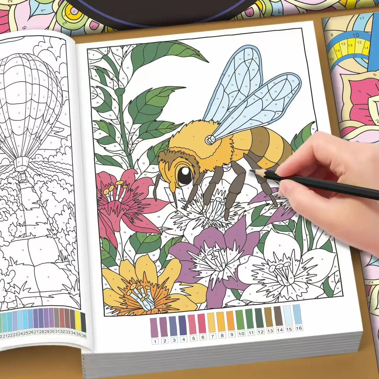 Color by Number Coloring Book for Adults, 32 Pages Flowers, Animal Themed Designs, Relaxing & Stress Relief Art Activity Book