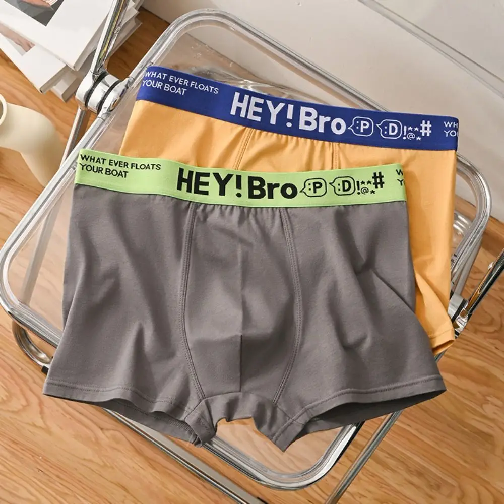 

4 шт., мужские хлопковые трусы с буквенным принтом, трусы со средней талией, бесшовное нижнее белье для мужчин, тонкие трусы, мужские шорты-боксеры, летние