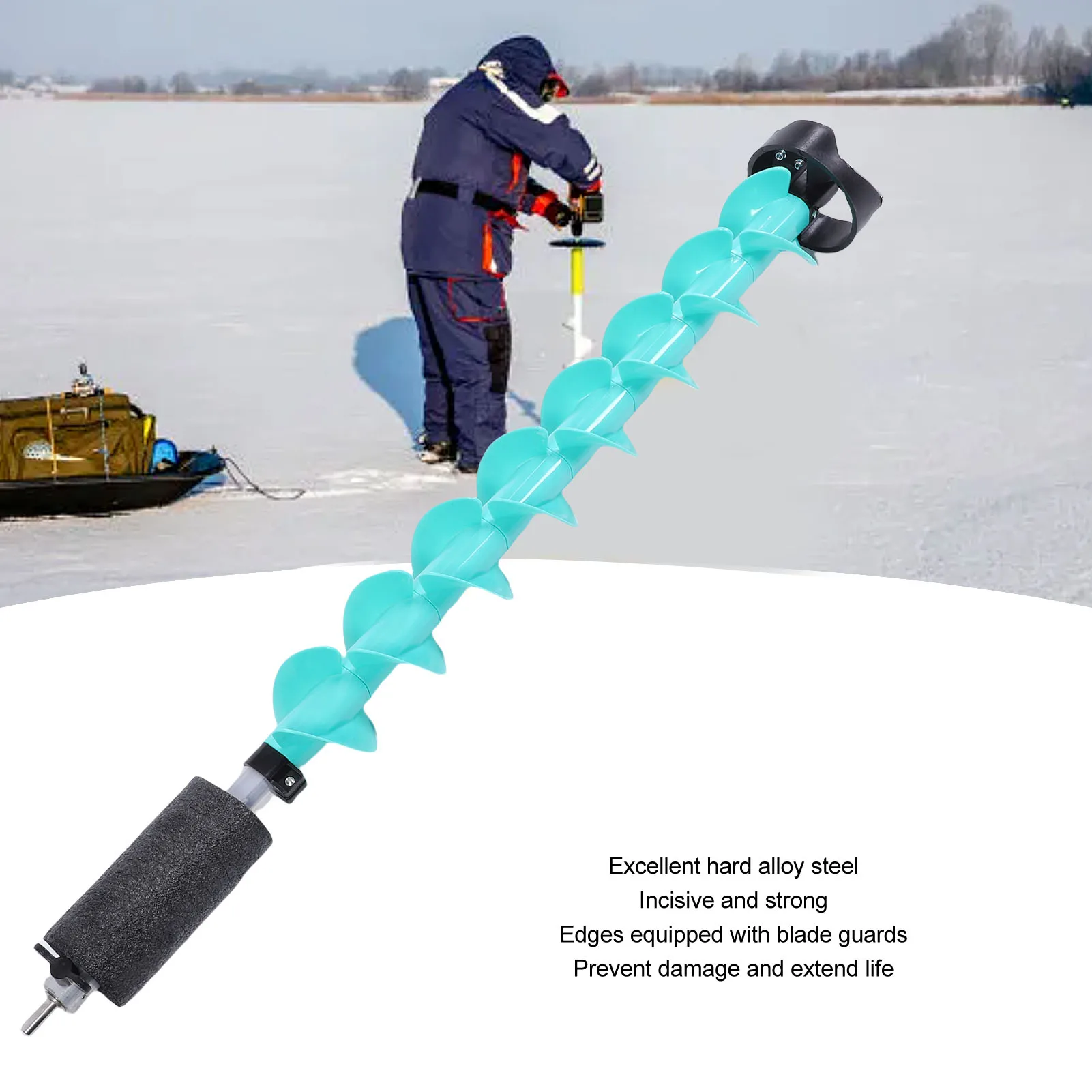 Auger Drill Bit 5 Inch Drilling Diameter Nylon Ice Drill Bit with  and Versatile Adapter for Deep Waters Ice Drill Bit