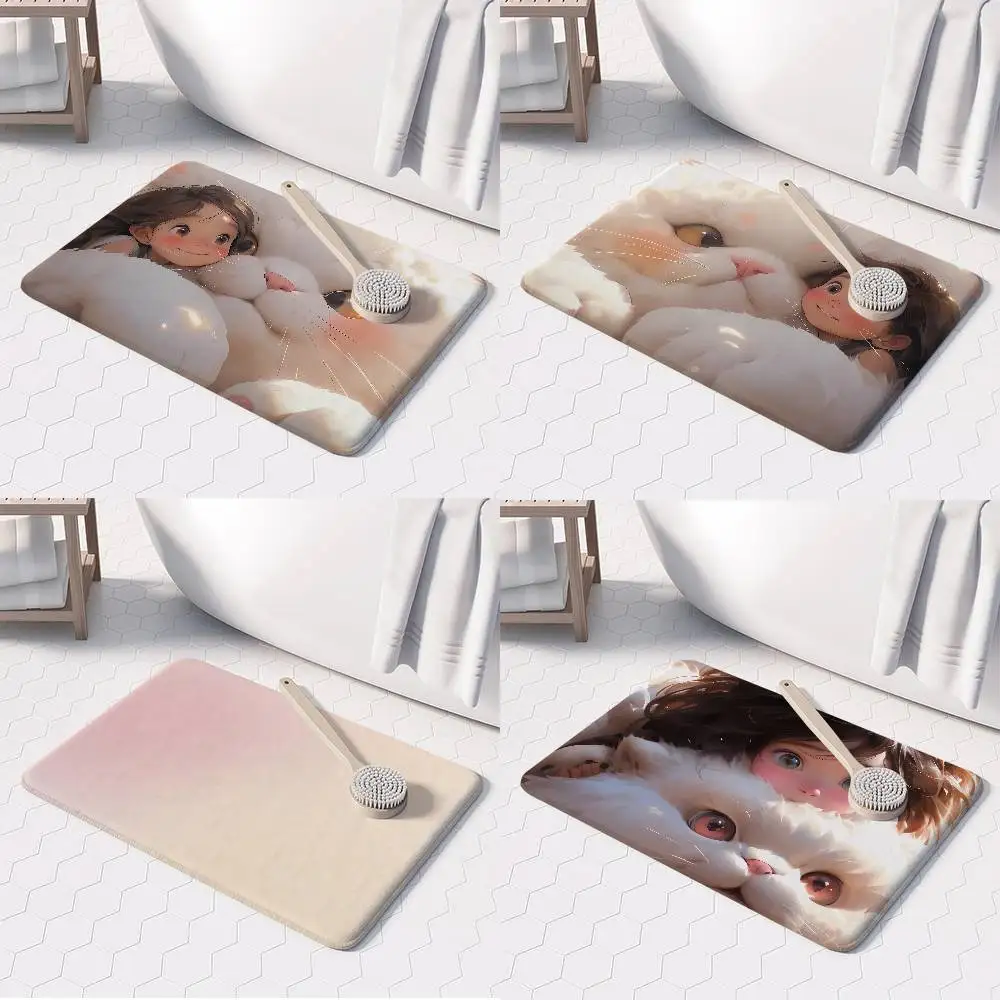 

The Cat And The Girl Floor Mat Printed Large Carpets Room And Bedroom Carpets Bathroom Anti Slip Door MATS Small Carpets