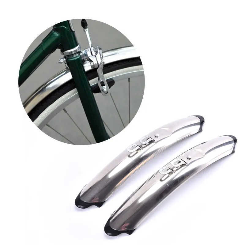 1 Pair Detachable bicycle components Retro Bike Front Rear Fenders 700c 27\'\' Stainless Steel Road Bike Mudguards