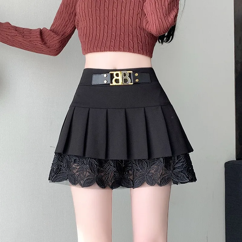 

Юбка трапециевидной формы с высокой талией, женская утягивающая весенняя новинка, корейская версия, плиссированная юбка из полиэфирного волокна, Busin Ho...