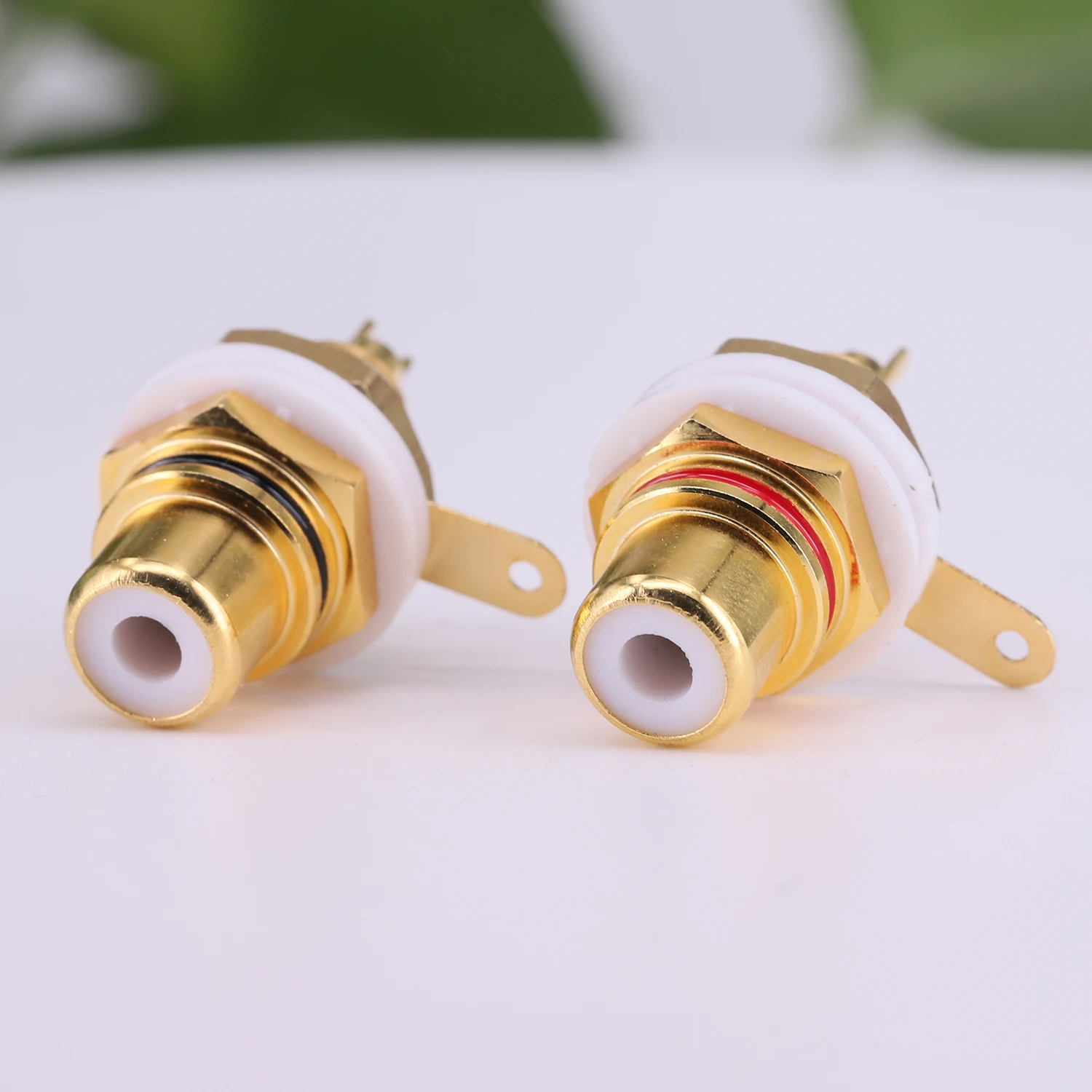 EIZZ-conector de Terminal de Audio de Latón chapado en oro de 24K, conector hembra de soldadura de cabeza de loto RCA, montaje en Panel, EZ-101