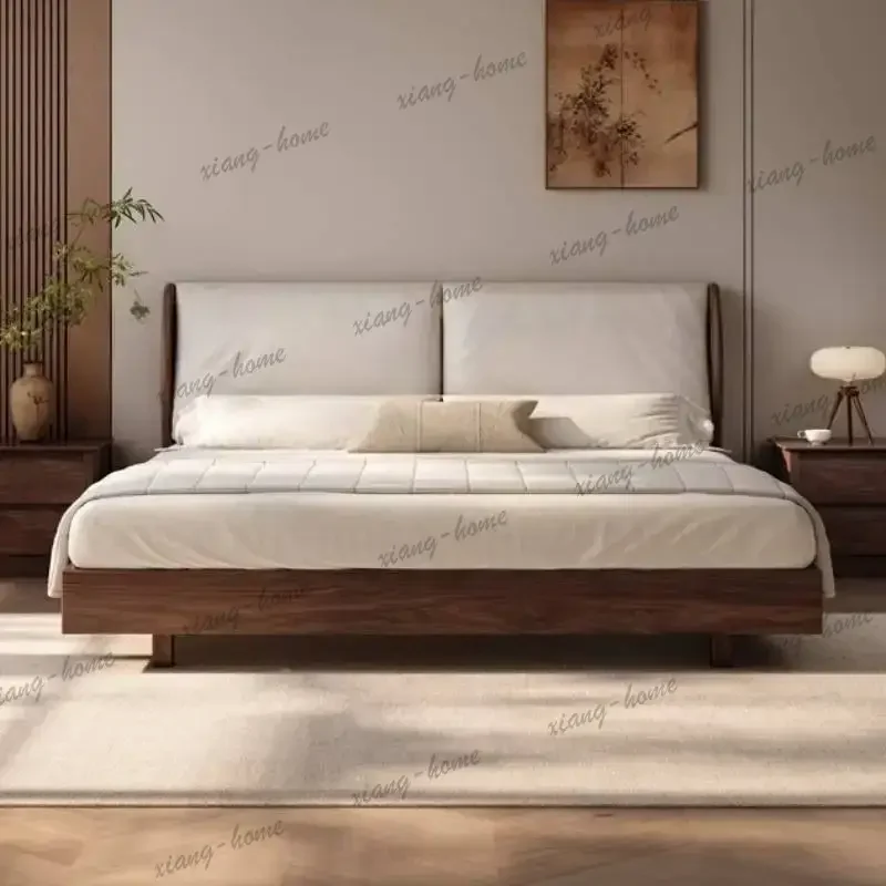FG Japanese Frame Double Bed Decoration Couples Household Modern Double Bed Loft Headboards WoodCamas De Dormitorio Furniture Ho