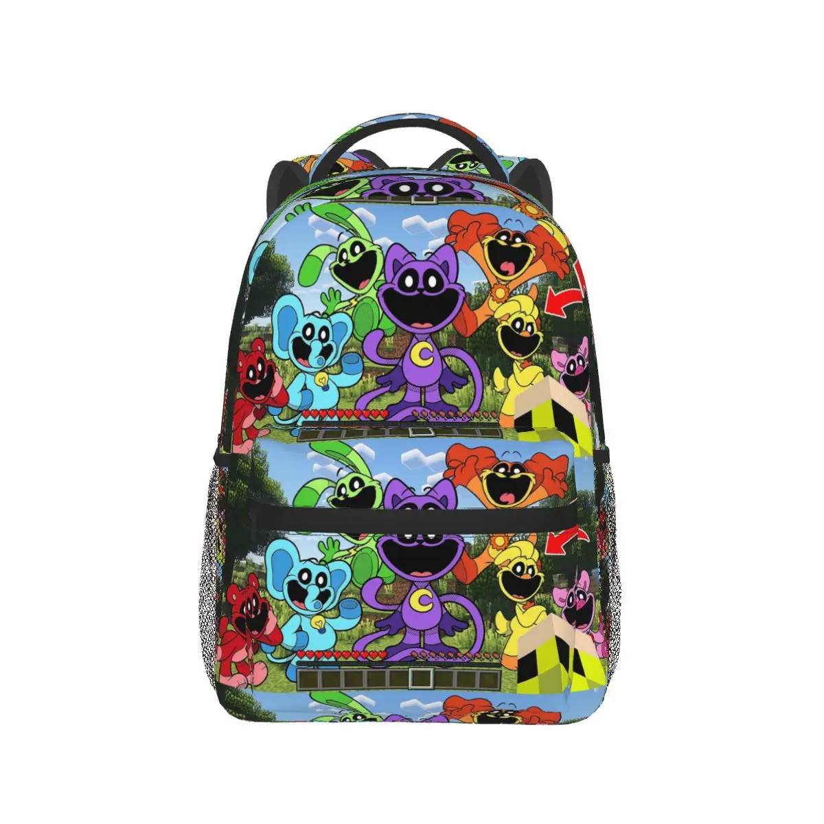 Smiling Critters Cartoon Game Backpacks Boys Girls Bookbag Students School Bags Laptop Rucksack Shoulder Bag Large Capacity