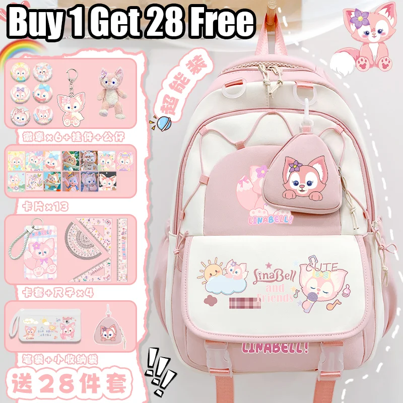 Sanrio Backpack for Girls 2025 New Model Lina Bear Cute School Bag Cartoon Print Teenager Backpack