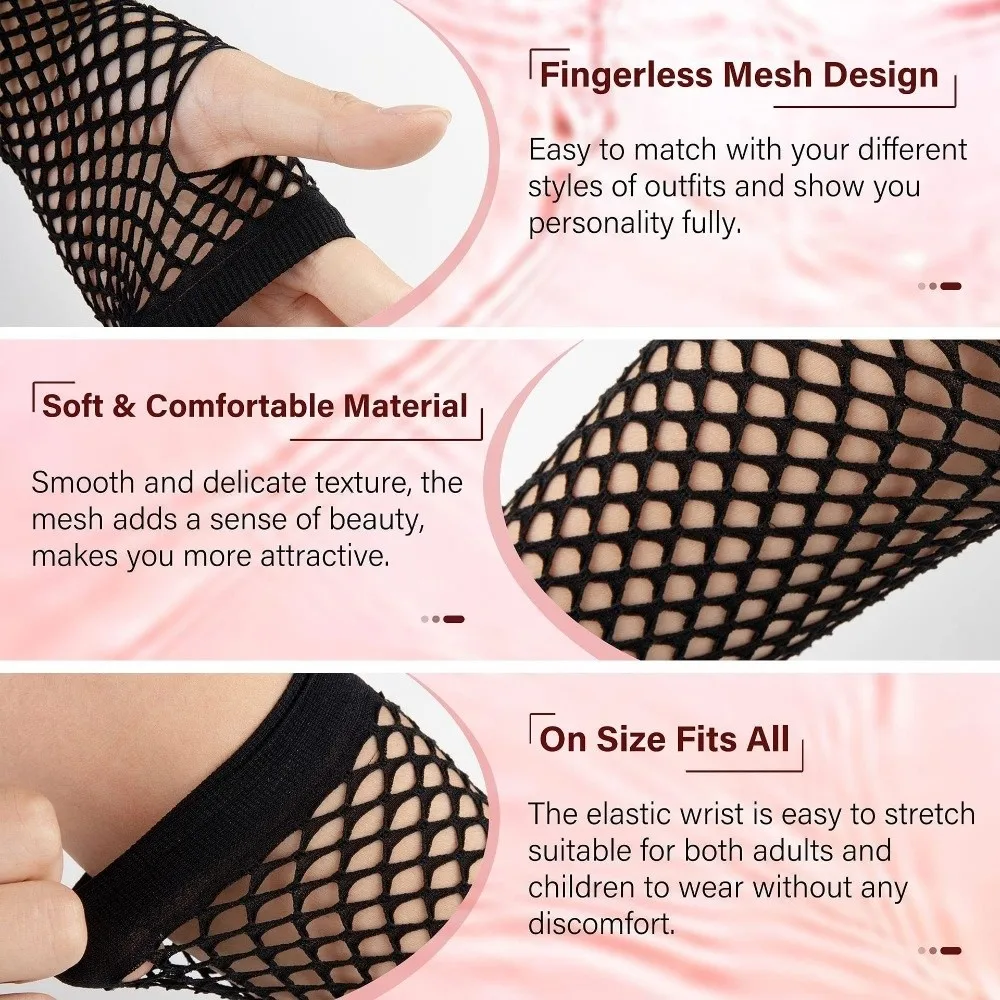 Simple Solid Color Fishing Net Gloves Fingerless Long Mesh Gloves Arm Sleeves Punk Long Gloves Party