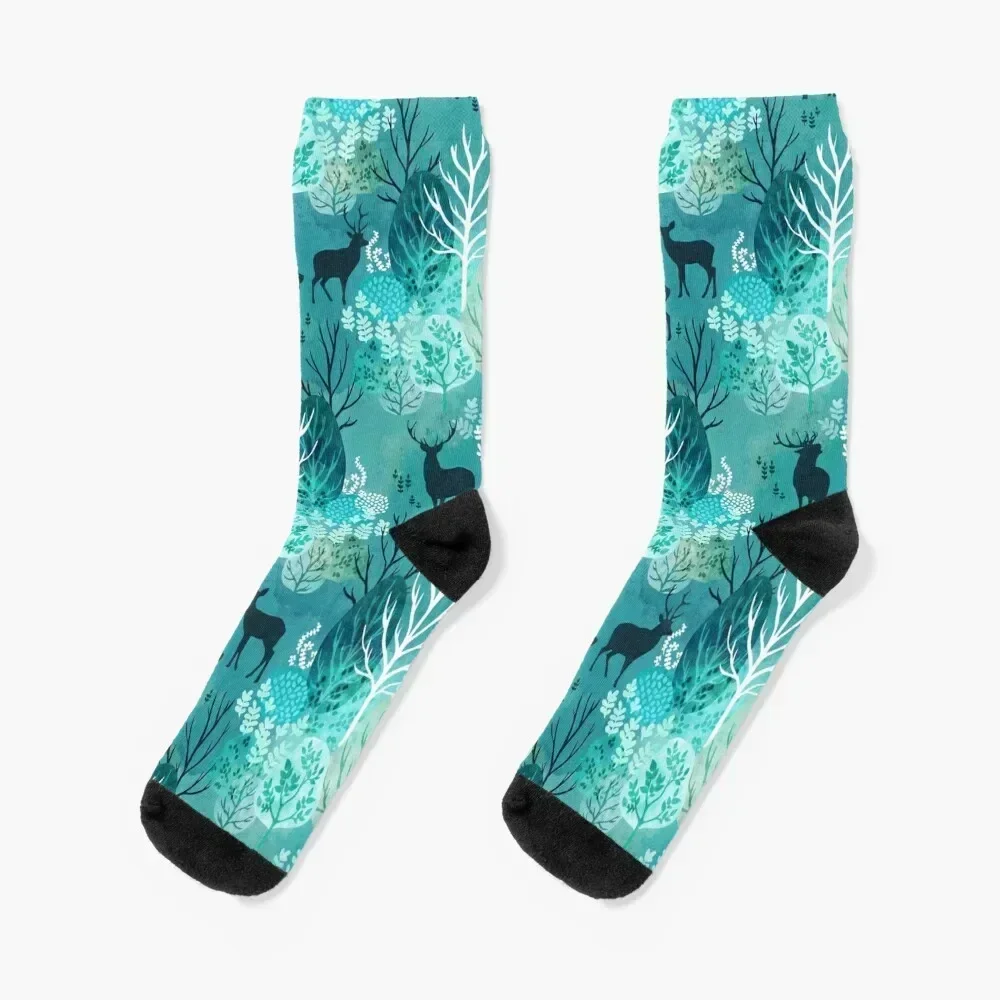 Emerald forest deer Socks football winter loose Socks For Women Men's