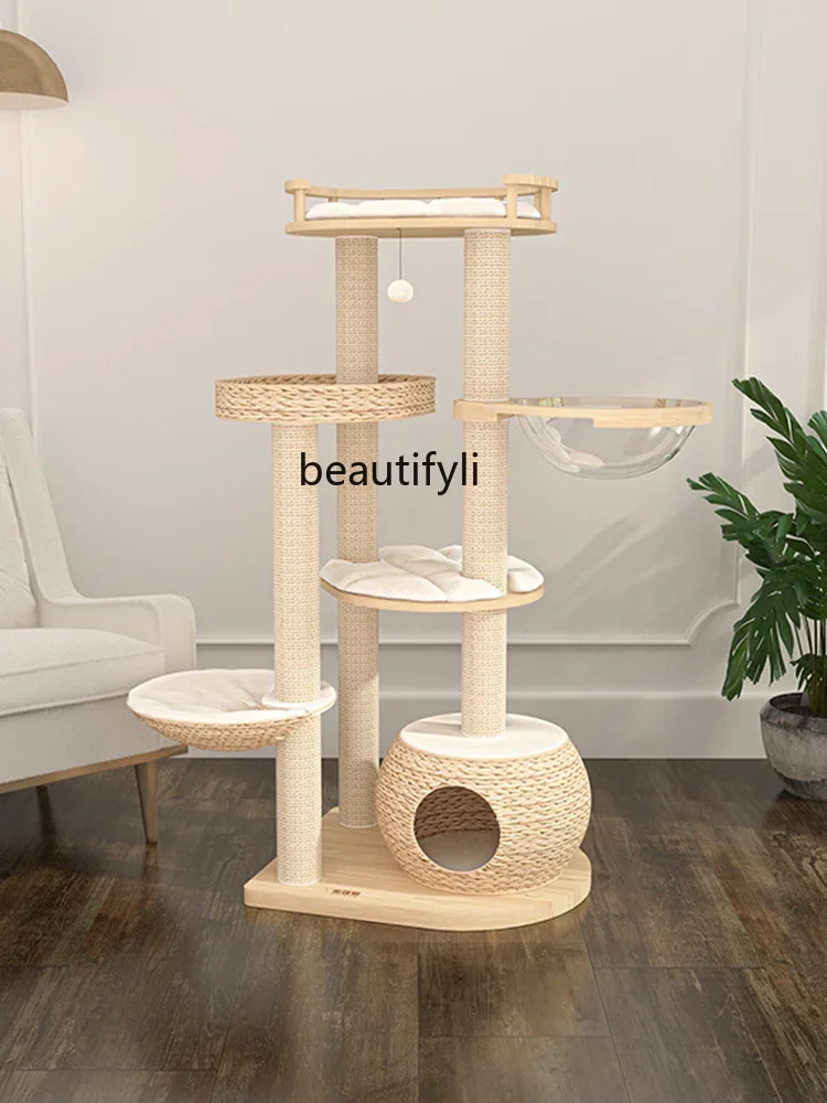 Honey Pot Solid Wood Cat Nest Cat Tree Chamfer Integrated Space Capsule More Cats Do Not Cover All Seasons