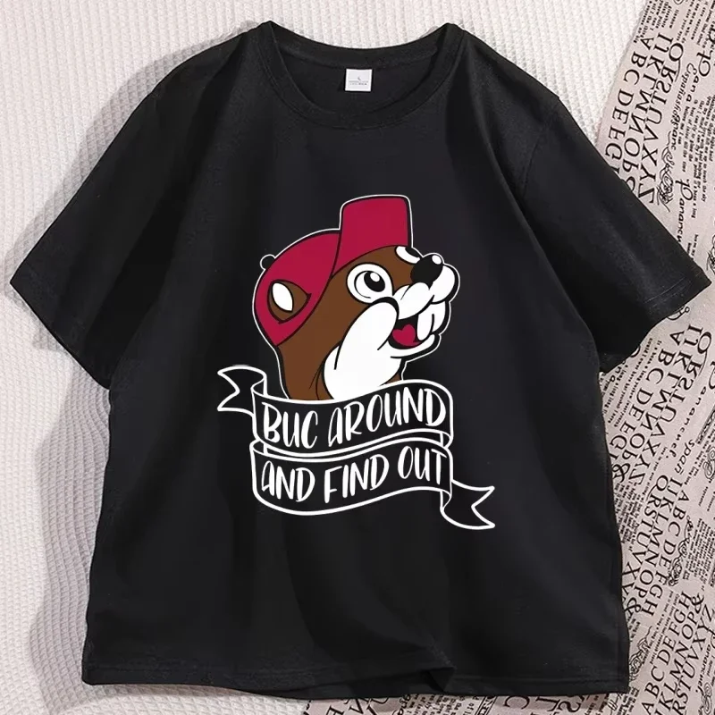 Boys Girls Casual Short Sleeve Tee Kids Cute Beaver Buc Around And Find Out Cartoon Graphic Print T Shirt Children Summer Tops