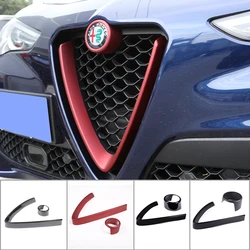 Logo autocollant en Fiber de carbone, pour Alfa Romeo Stelvio 2017 – 2020, accessoires de voiture, calandre avant, cadre en V, garniture de décoration