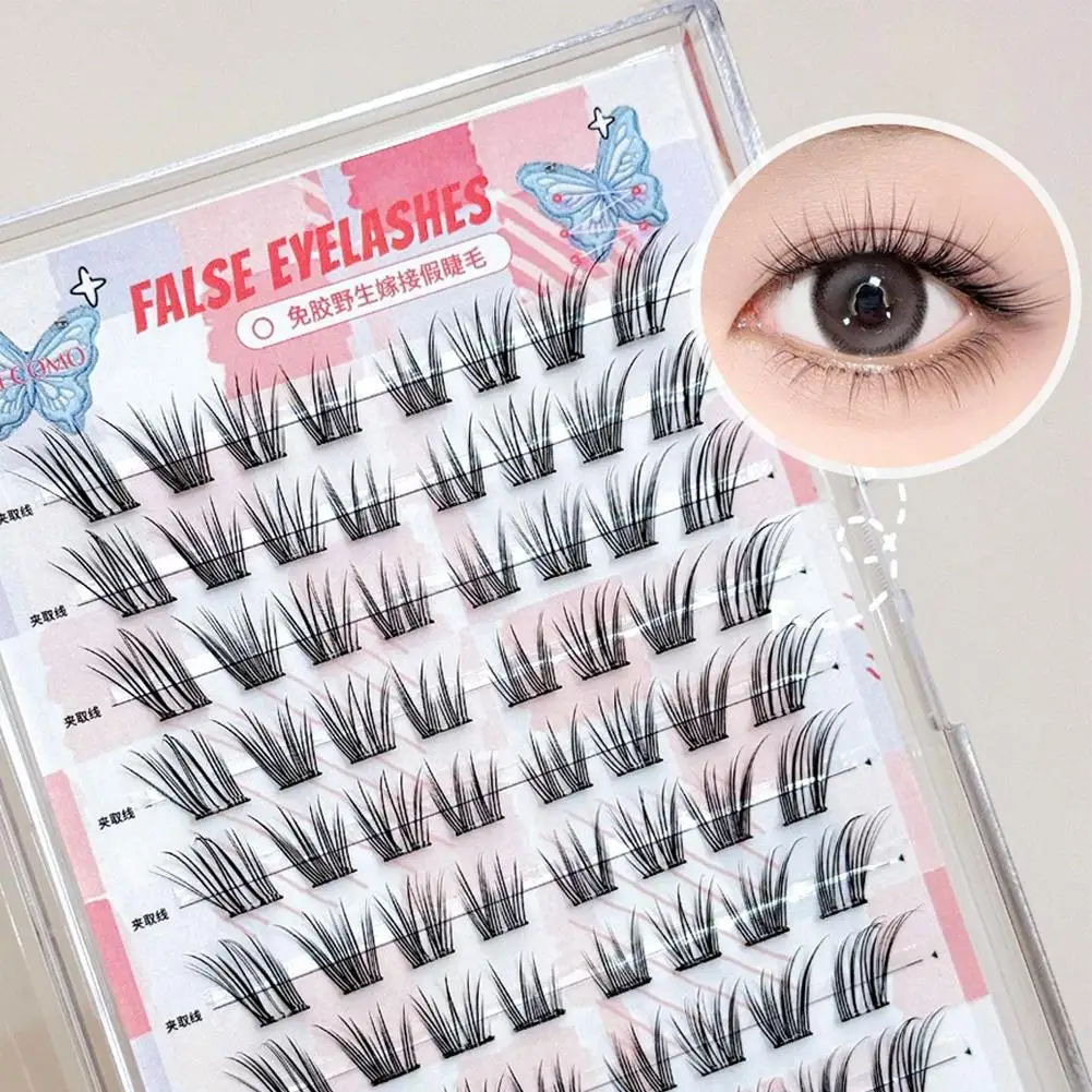Faux-cils sans colle, sensation de greffage sauvage, épais et photogénique, Style renard, gros yeux, outil de maquillage