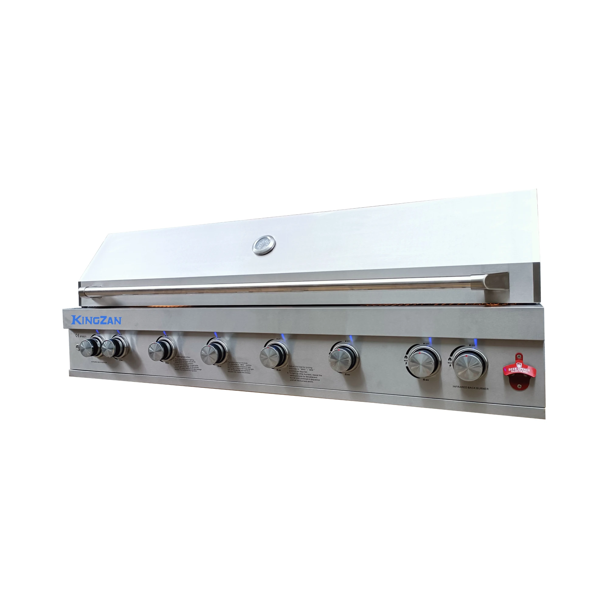 SS 304 Outdoor Gas BBQ Grill 8-Burner Steel Machine For Barbecue Cooking Built-In Oven Portable Folding Feature Fuel Charcoal