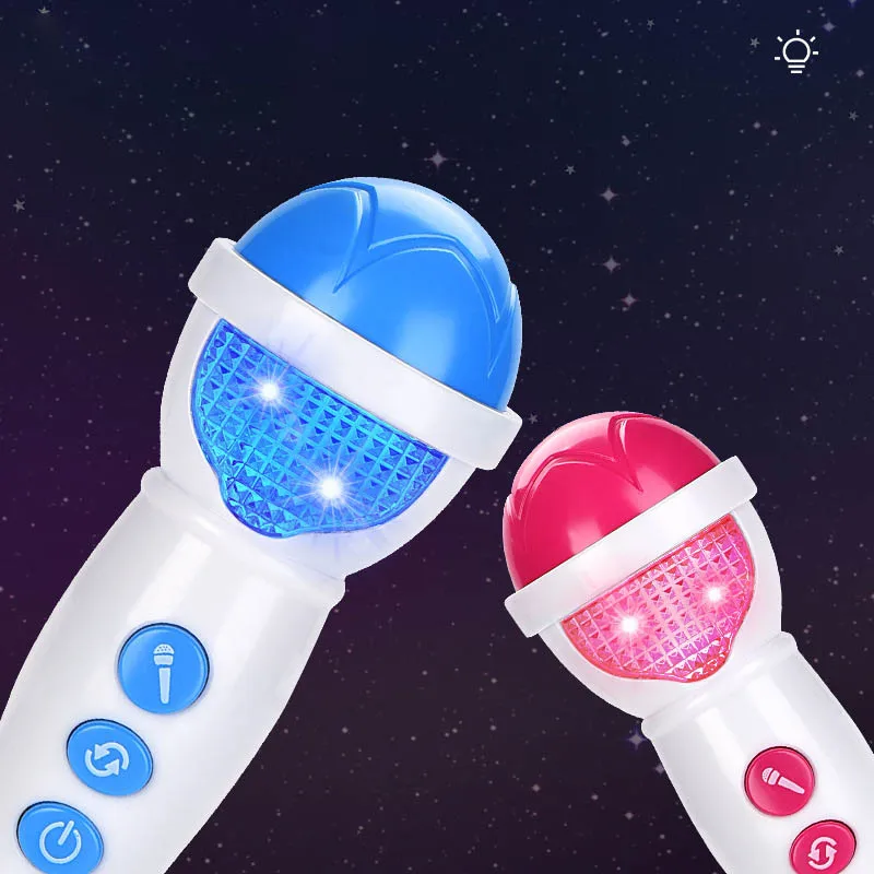 الأطفال الكرتون متعة أضواء الموسيقى المنزل تضخيم ميكروفون اللعب الغناء مضيف صغير مقلد لعبة ميكروفون حقيقي هدية