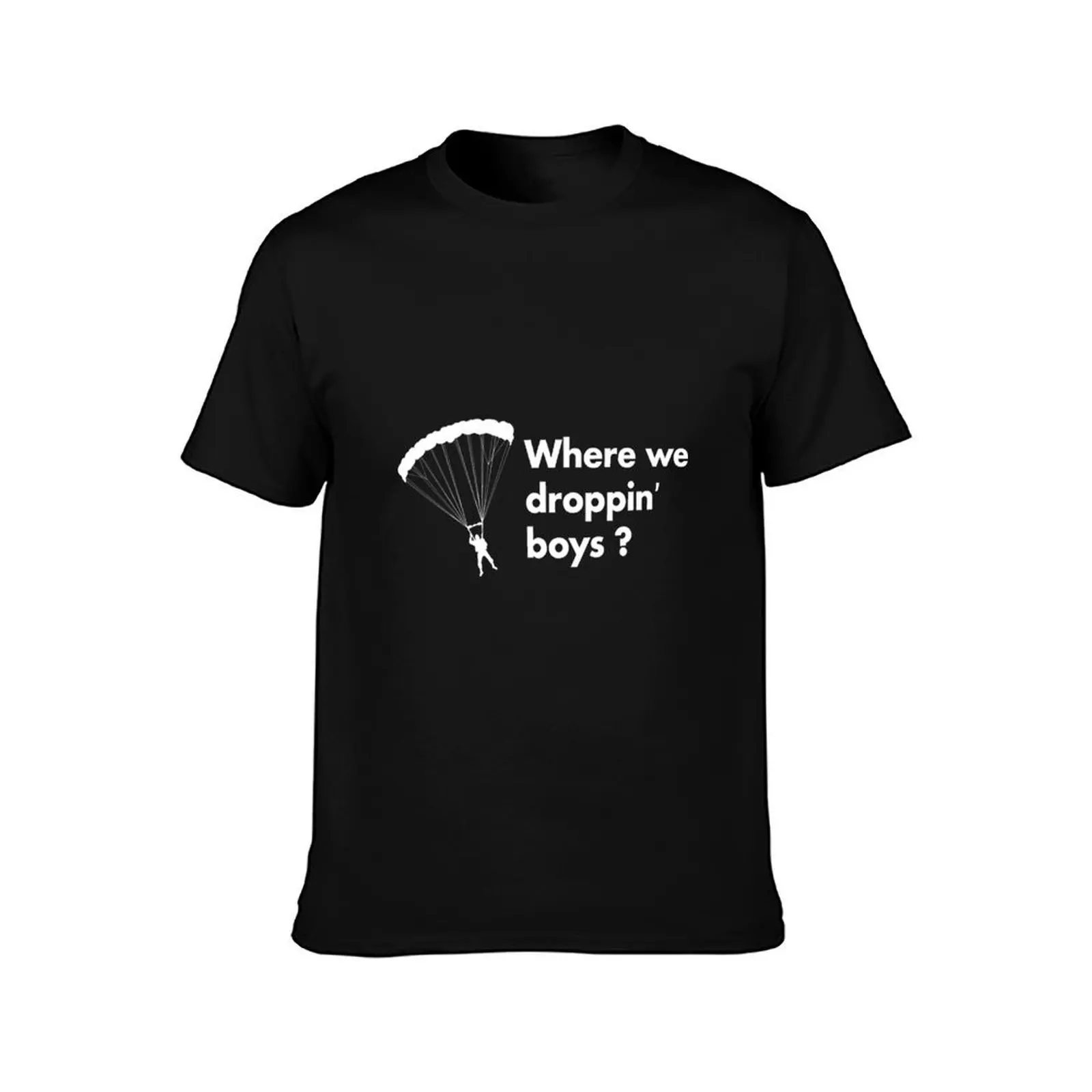 Where we dropping boys - Warzone Classic T-Shirt, Summer Casual Cotton Tee, Oversized Streetwear Tops, Vintage Graphic Print