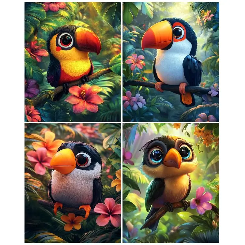 

CHENISTORY Diamond Painting Toucan Animals Mosaic Diamond Embroidery Full Square Round Drill Cross Stitch Wall Art