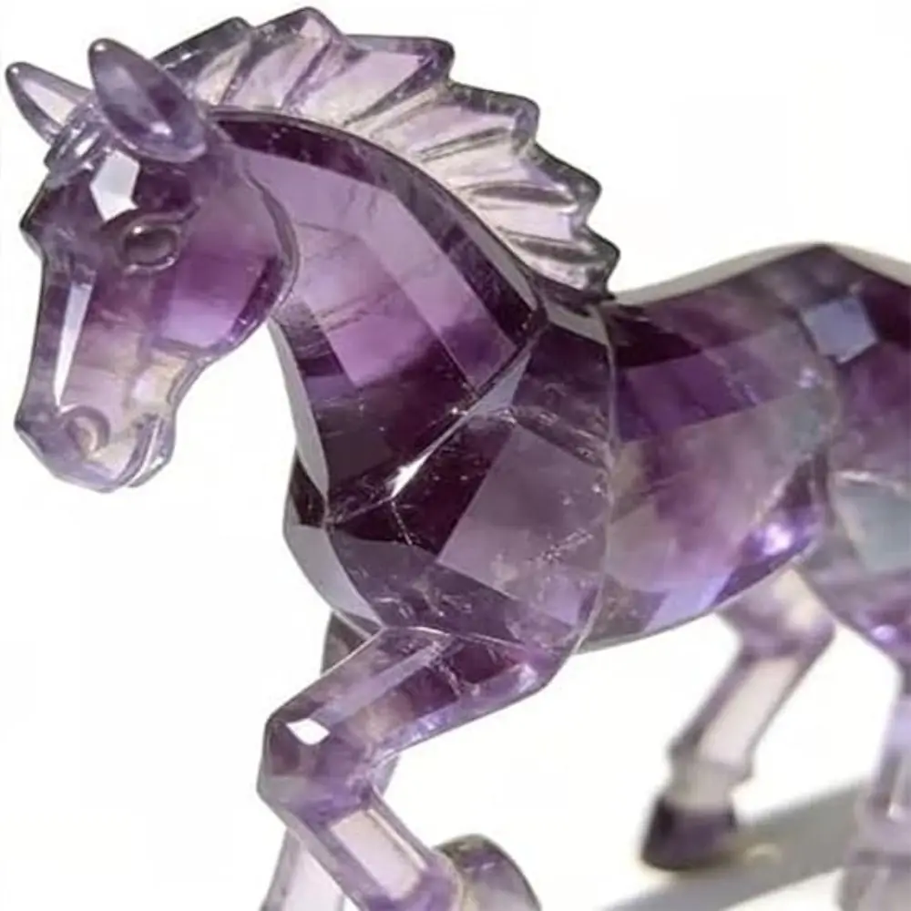 Attracts Good Luck & Wealth Lucky Amethyst Horse Keychain Jewelry Accessories Charming New Year Keyring Personality