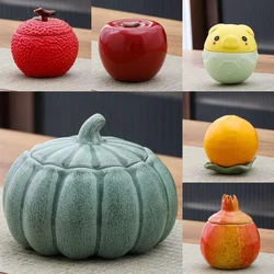 Creative Pumpkin Fruit Shape Ceramic Storage Jar Cosmetics Perfume Sealed Jar Kitchen Food Seasoning Tank Storage Box Home Decor