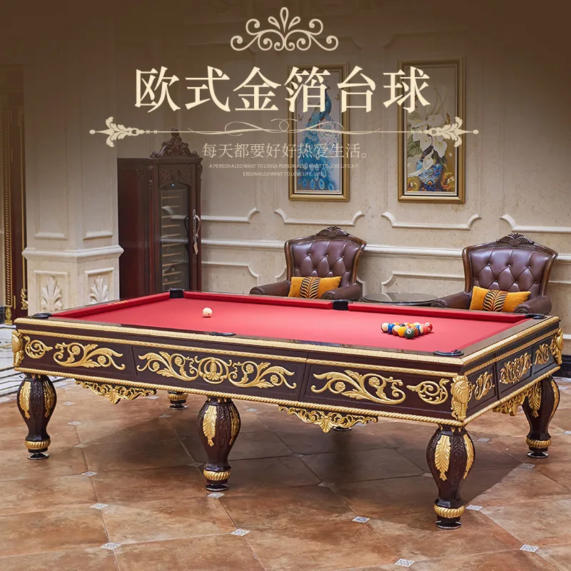 Tengbo standard adult pool table household nine-ball table gold foil leg European Design American black Eight table tennis table