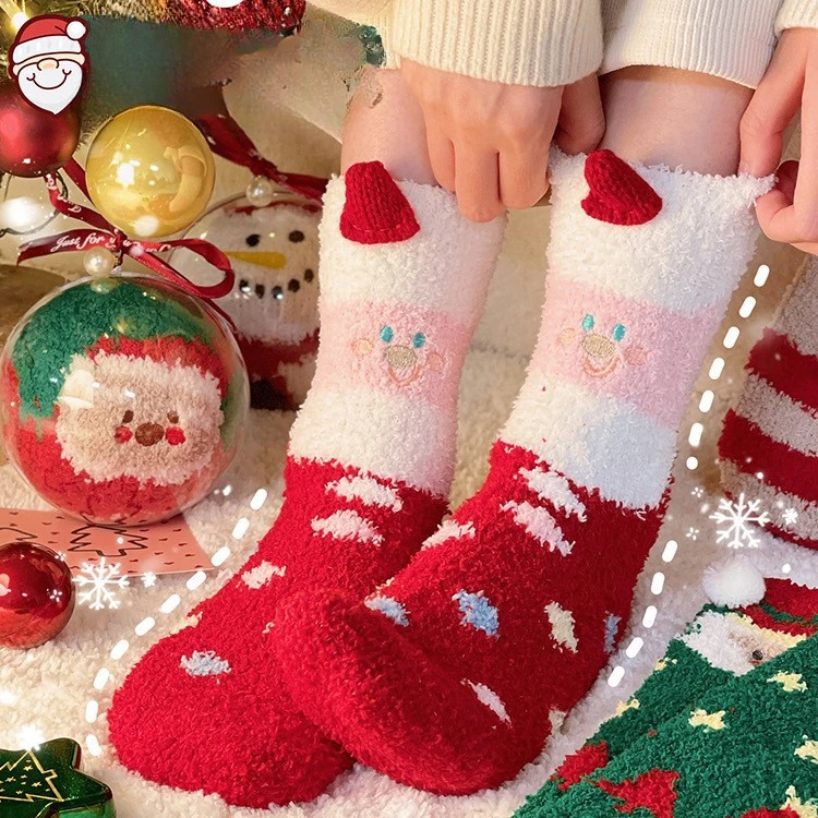 

Christmas Socks Joker Coral Fleece Socks Cute Gift To Girlfriend Girl Christmas Eve Christmas Gift 5 Pcs