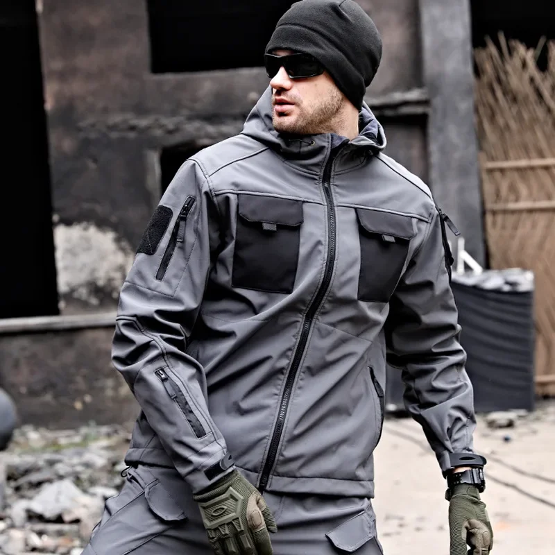 Veste cargo à capuche imperméable pour hommes, vestes militaires, uniformes d'extérieur, multi-poches, coupe-vent, DulSoft Shell