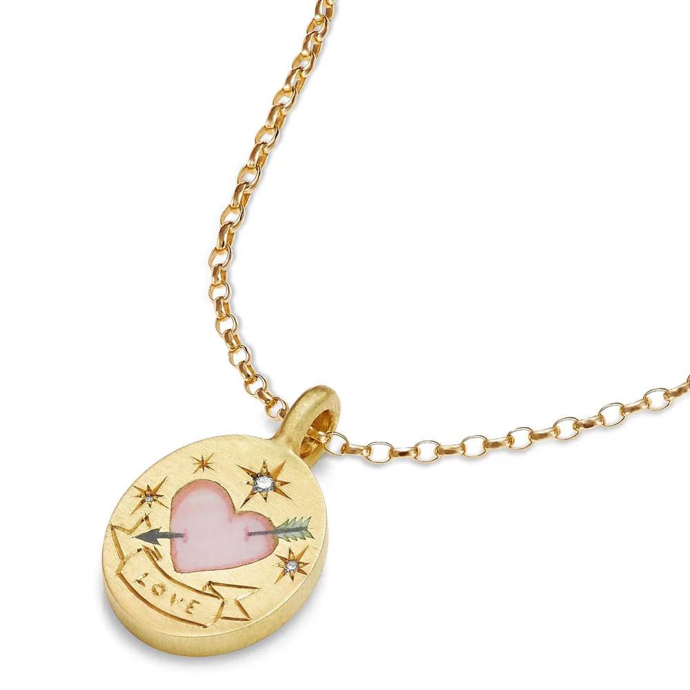 Retro Painted Round Pendant Necklace Simple Gold Color Stainless Steel Necklace For Women Fashion Jewelry Trend Dropshipping