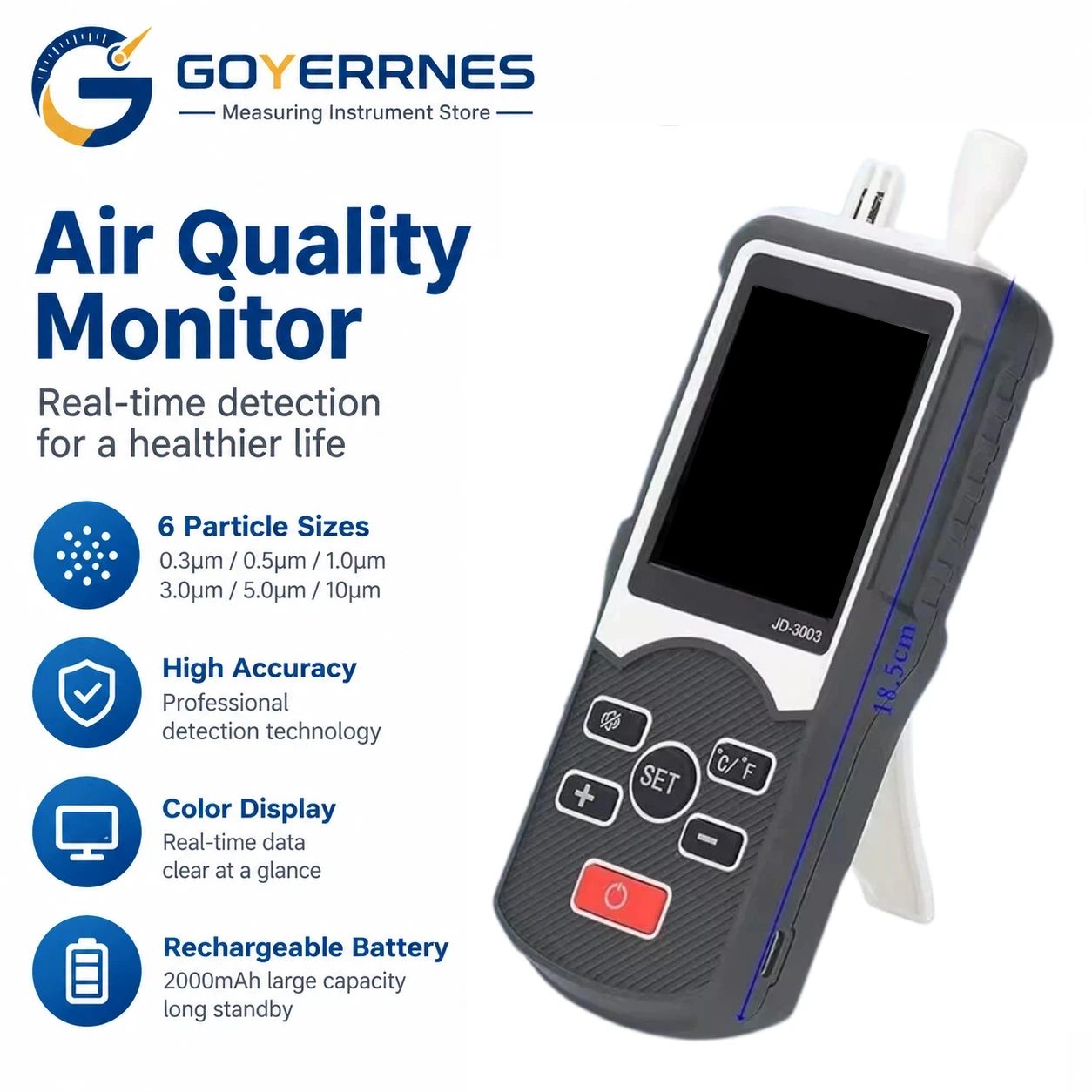Particle Counter Tester Monitor 6 Channels 0.3μm 2.83L/min ISO Compliant with Alarm Data Export for Cleanroom Lab Pharmaceutical
